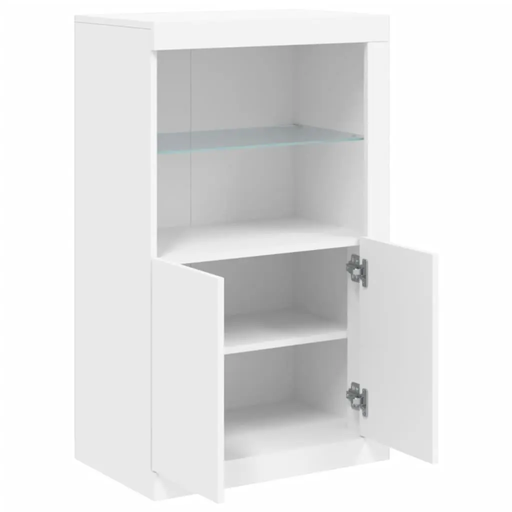 Side Cabinet for Living Room with RGB LED Lights White Engineered Wood