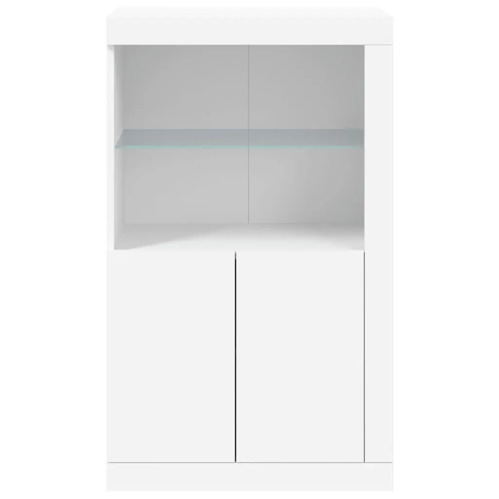 Side Cabinet for Living Room with RGB LED Lights White Engineered Wood