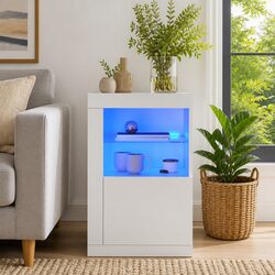 RGB LED Side Cabinet in White - Dimensions and Features