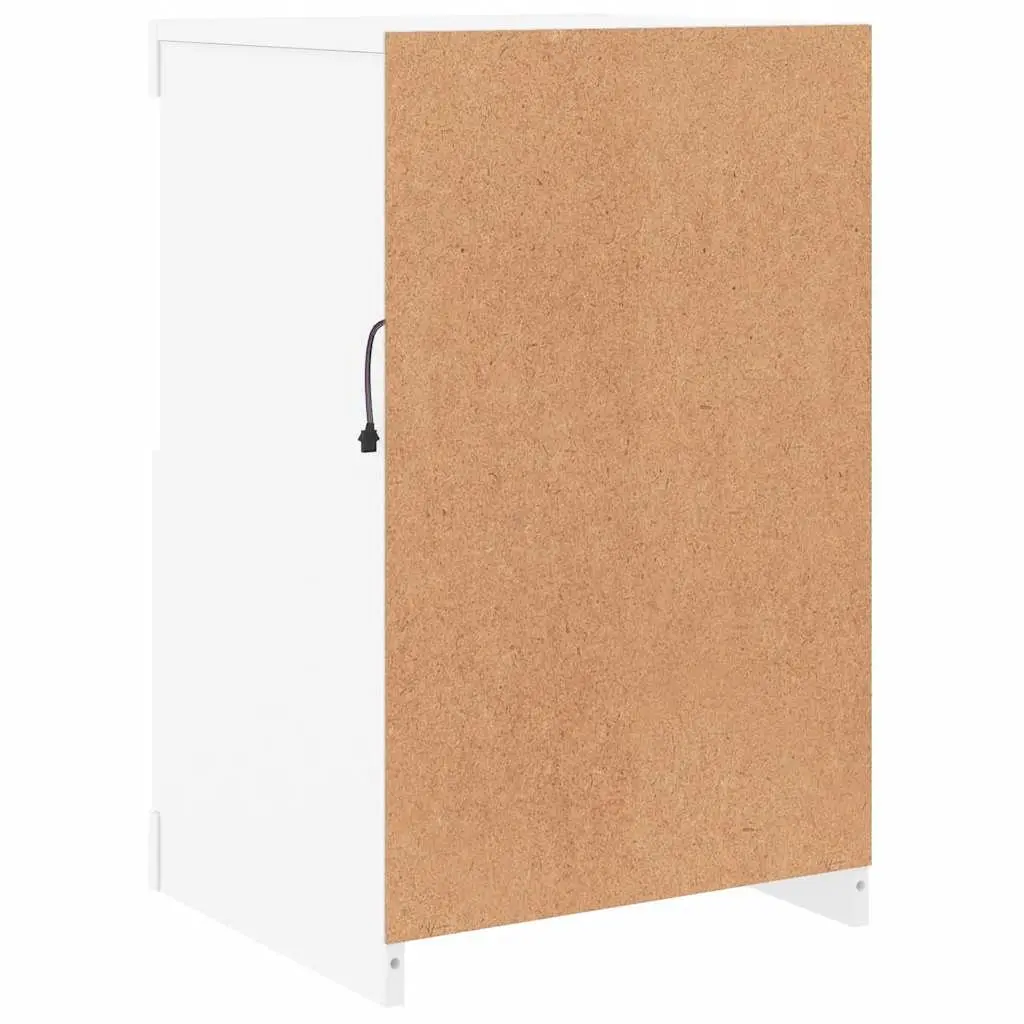 Side Cabinet with RGB LED Lights White Storage Unit Glass Shelf Door