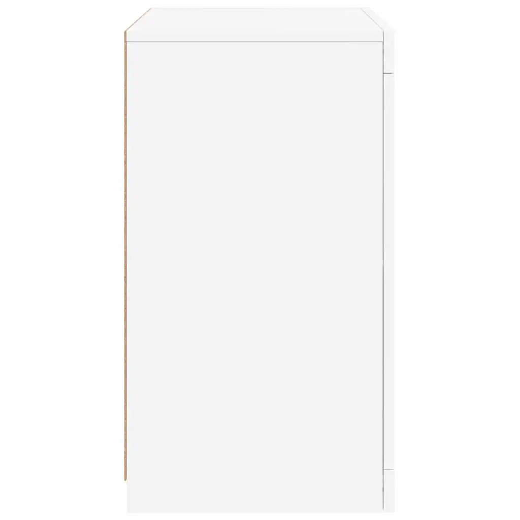 Side Cabinet with RGB LED Lights White Storage Unit Glass Shelf Door