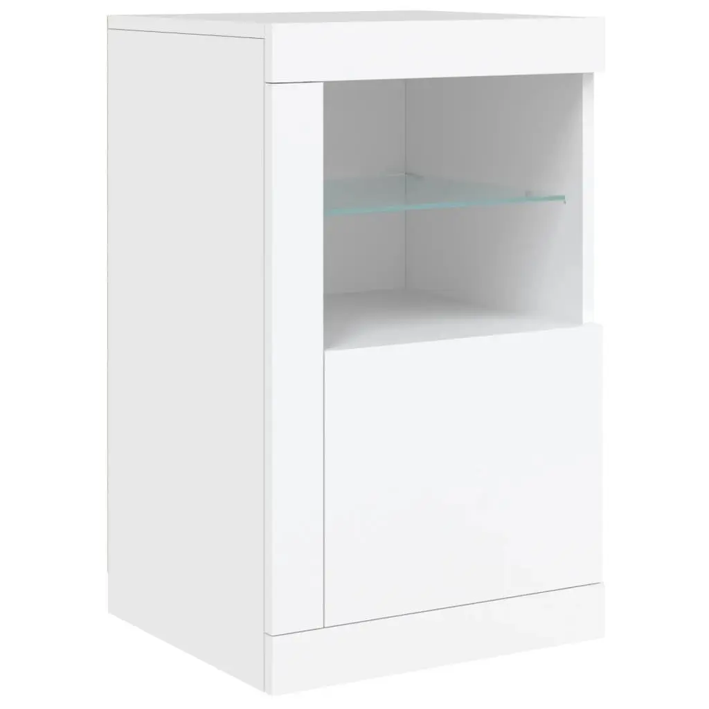 RGB LED Side Cabinet, 2 pcs, White Engineered Wood