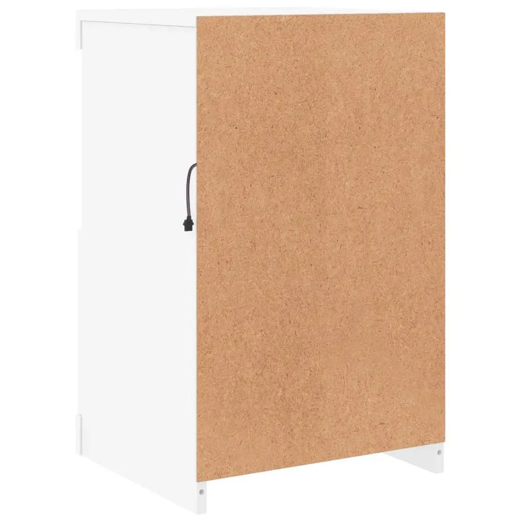 RGB LED Side Cabinet, 2 pcs, White Engineered Wood