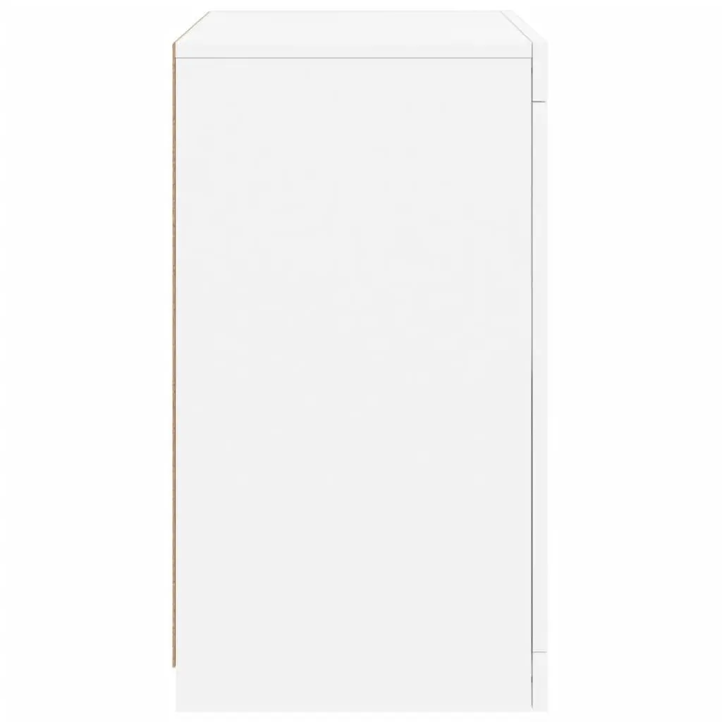 RGB LED Side Cabinet, 2 pcs, White Engineered Wood