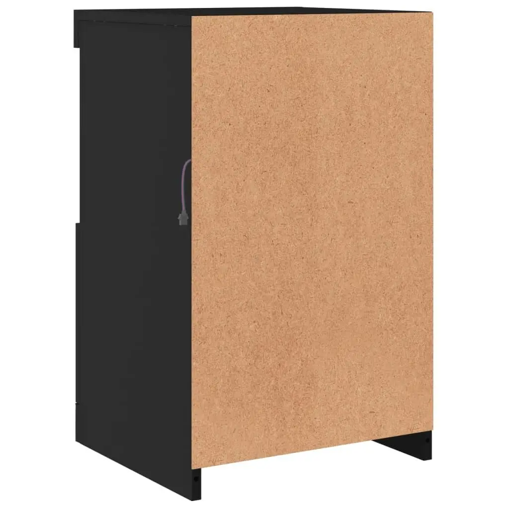 Side Storage Cabinet for Living Room Bedroom Office 2 Piece Black Engineered Wood with RGB LED Lights