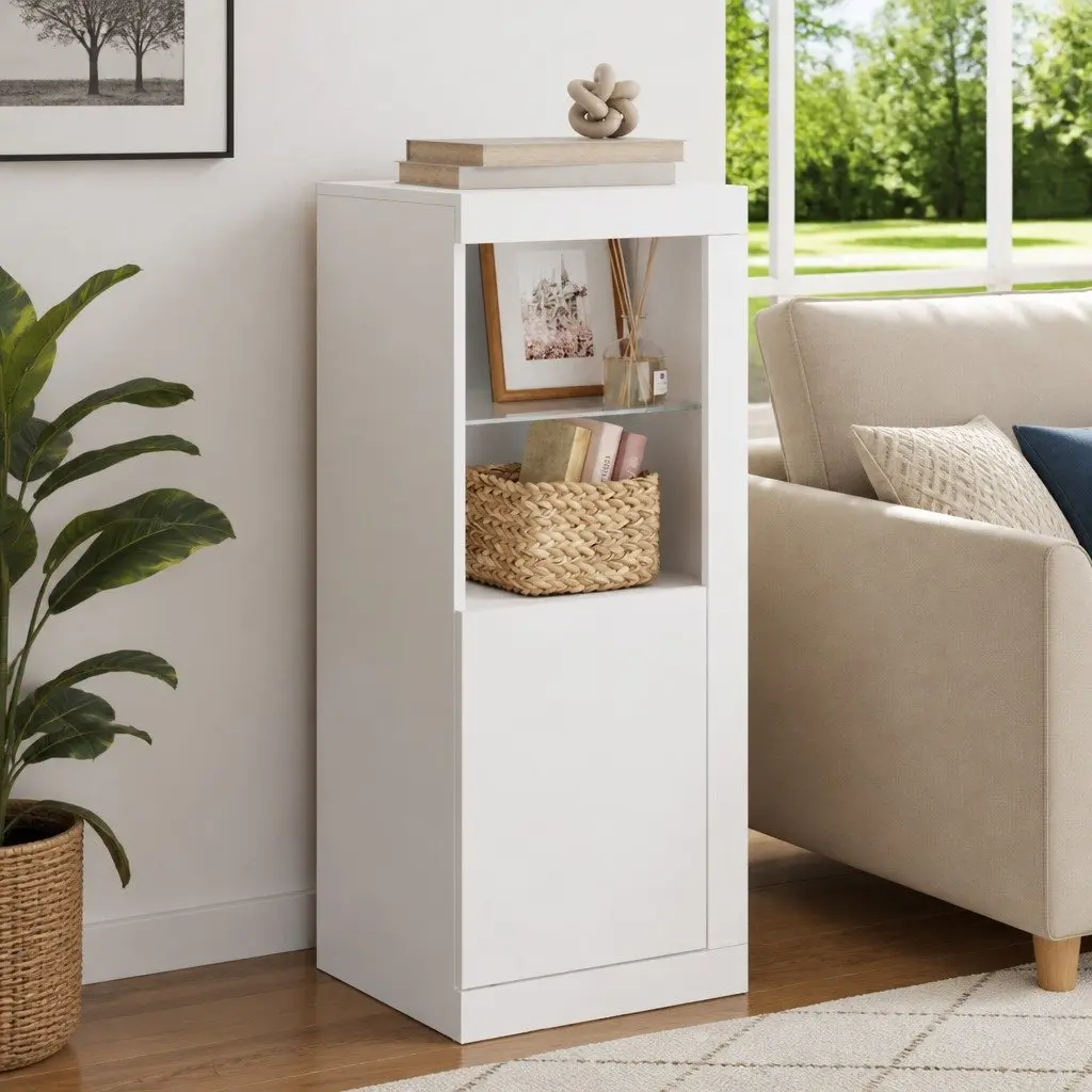 White Sideboard Cabinet with LED Lights