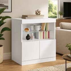 White Sideboard Cabinet: 60W x 37D x 67H cm with RGB LED