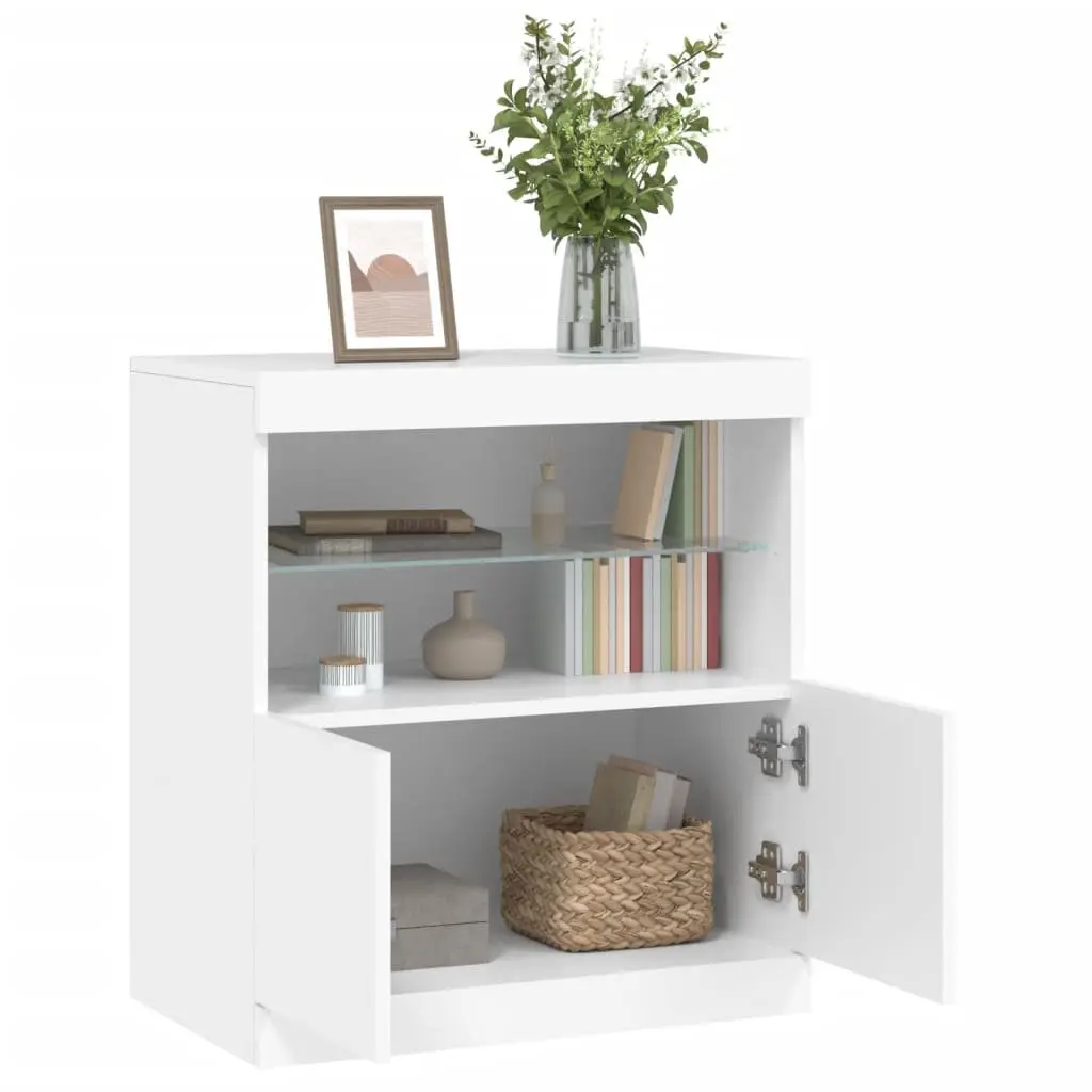 Sideboard Cabinet for Living Room White 60W x 37D x 67H cm with RGB LED Lights