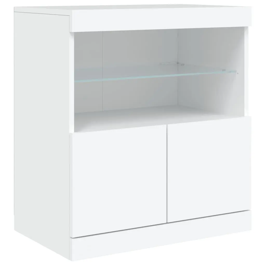 Sideboard Cabinet for Living Room White 60W x 37D x 67H cm with RGB LED Lights