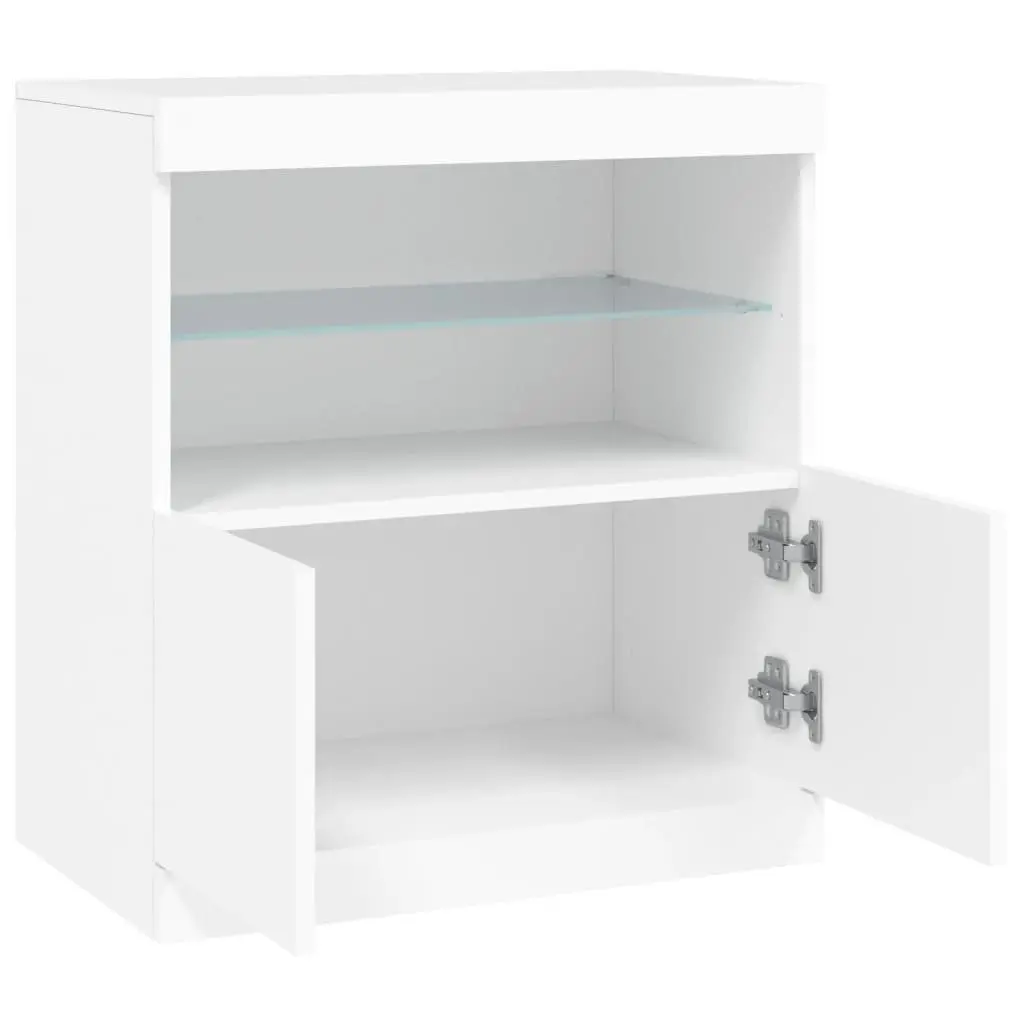 Sideboard Cabinet for Living Room White 60W x 37D x 67H cm with RGB LED Lights