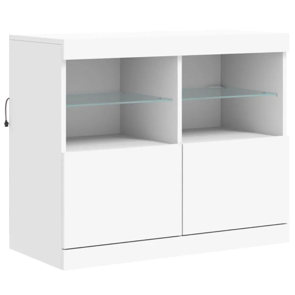 White Sideboard Cabinet for Living Room with RGB LED Lights 81 x 37 x 67 cm