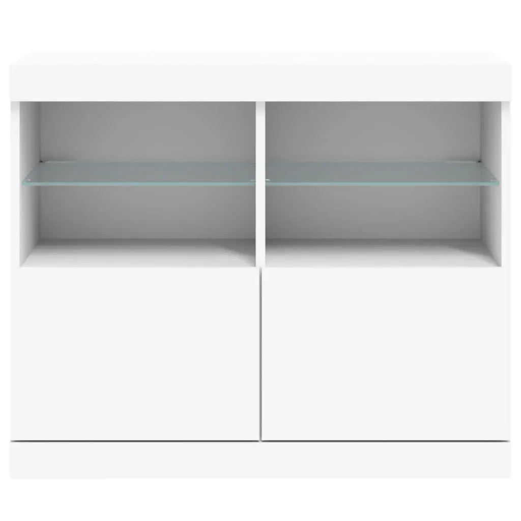 White Sideboard Cabinet for Living Room with RGB LED Lights 81 x 37 x 67 cm
