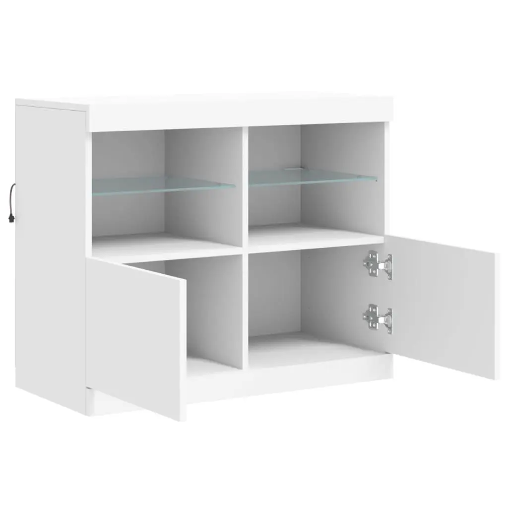 White Sideboard Cabinet for Living Room with RGB LED Lights 81 x 37 x 67 cm
