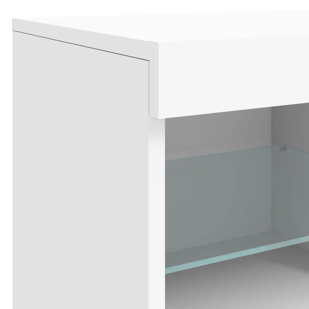 White Sideboard Cabinet for Living Room with RGB LED Lights 81 x 37 x 67 cm