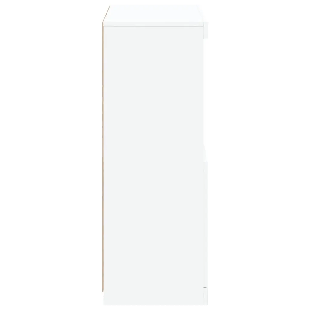 Sideboard for Living Room and Dining Area with RGB LED Lights White Storage Cabinet
