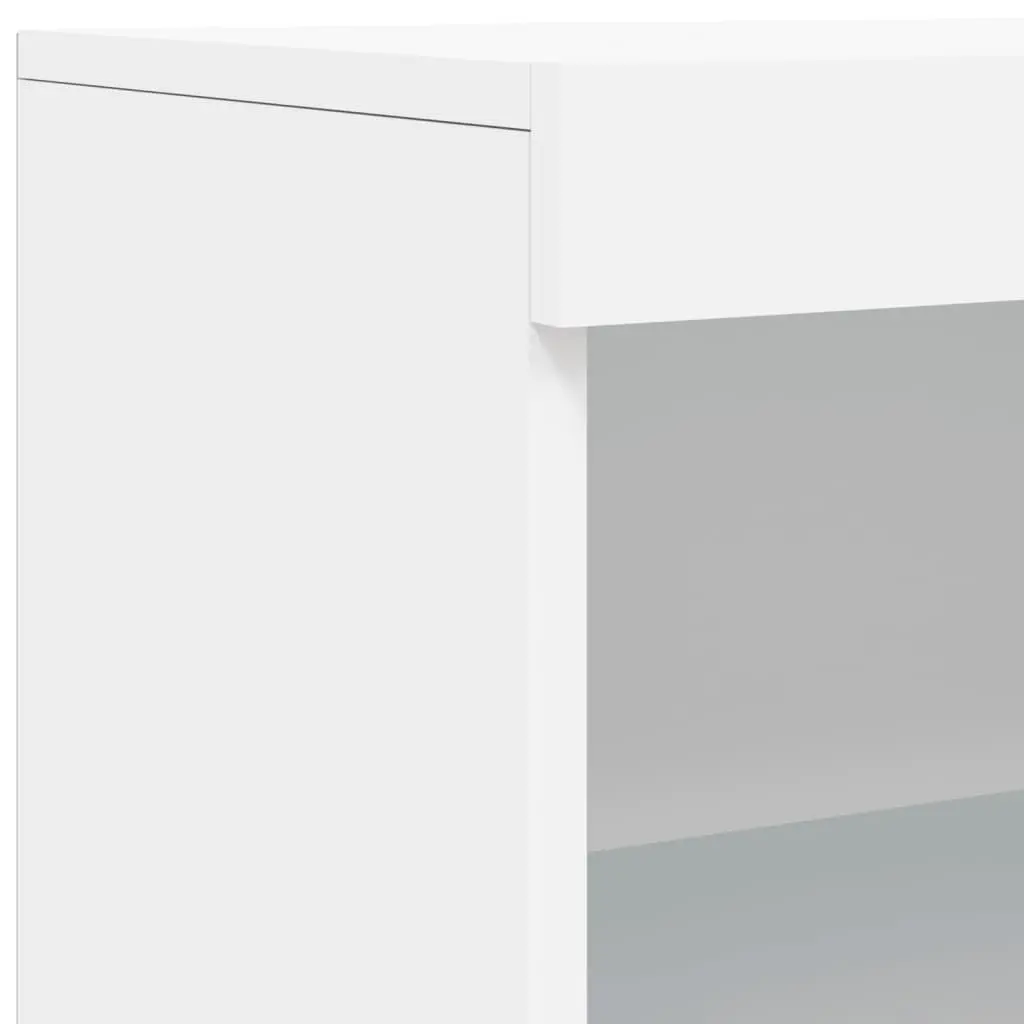 Sideboard for Living Room and Dining Area with RGB LED Lights White Storage Cabinet