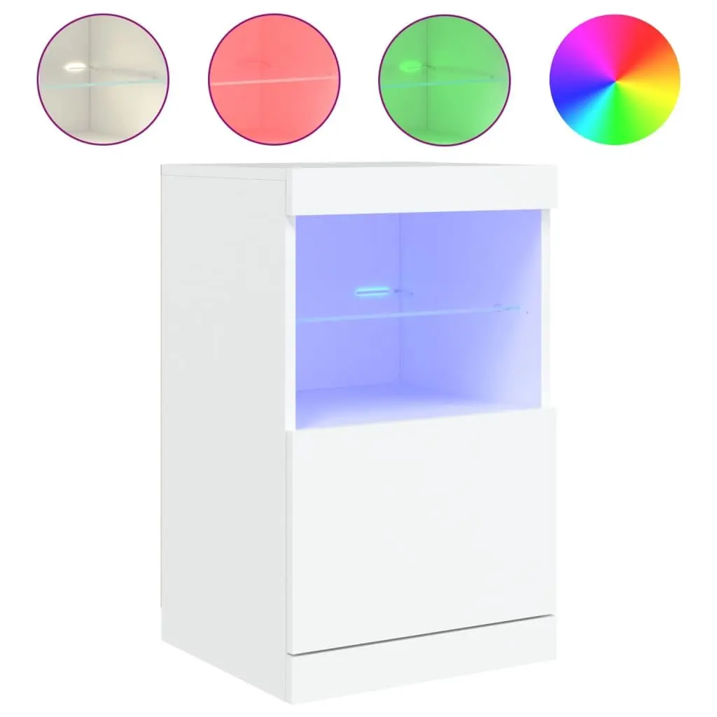 Sideboard Storage Cabinet for Living Room and Dining Area with RGB LED Lights White 41 x 37 x 67 cm