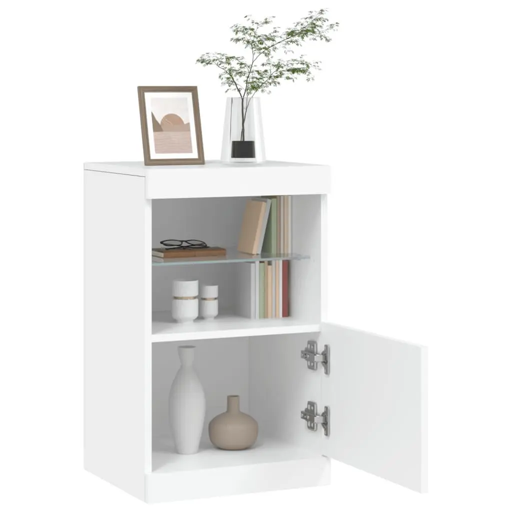 Sideboard Storage Cabinet for Living Room and Dining Area with RGB LED Lights White 41 x 37 x 67 cm