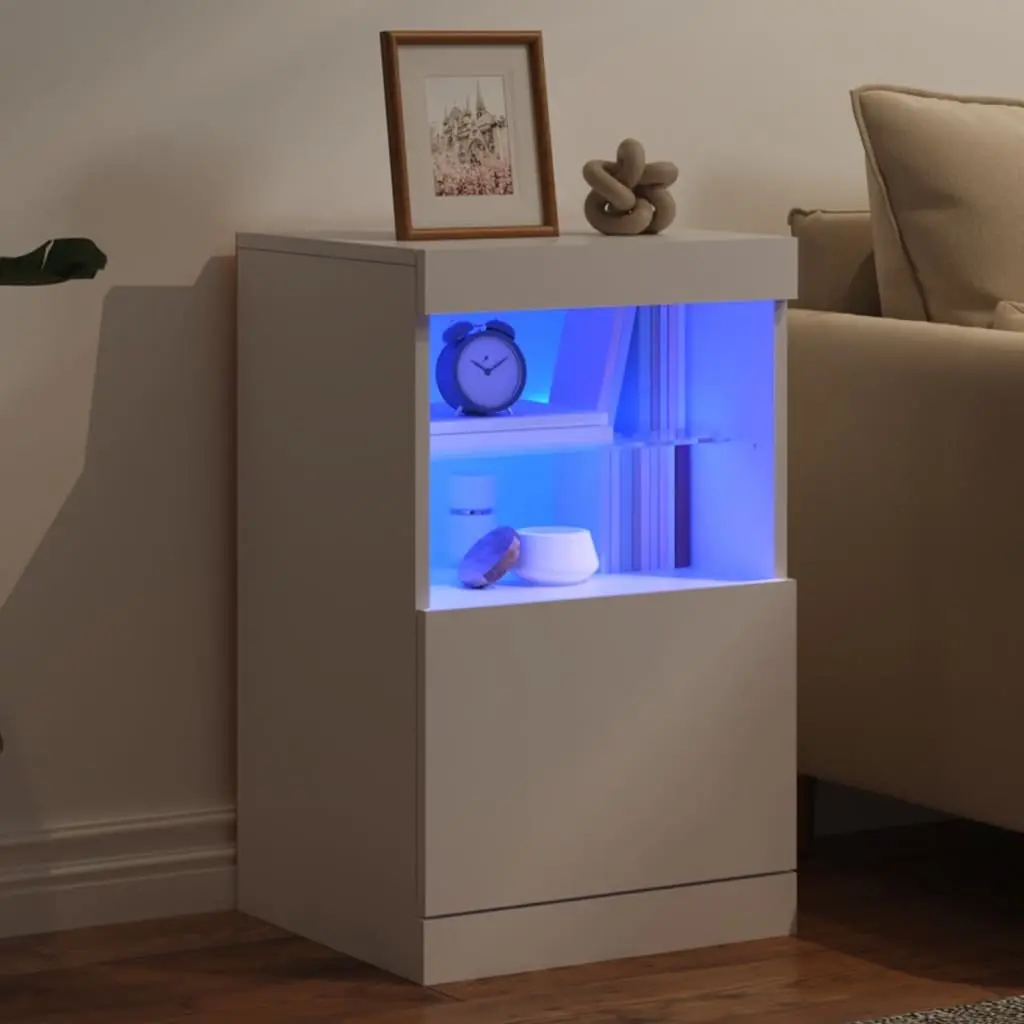 Sideboard Storage Cabinet for Living Room and Dining Area with RGB LED Lights White 41 x 37 x 67 cm