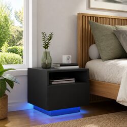 RGB LED Bedside Cabinet, 40x39x37 cm, Engineered Wood