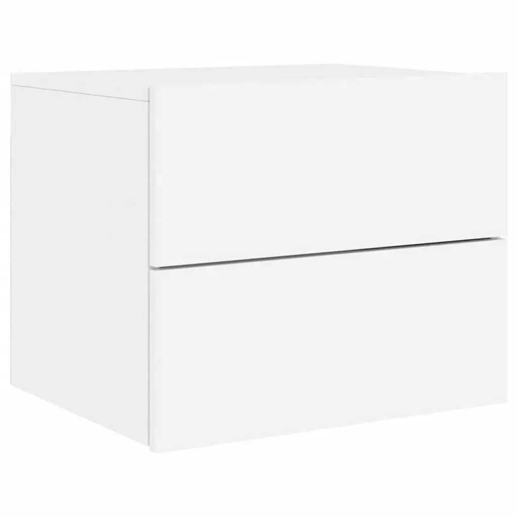 Wall-mounted Bedside Cabinet with RGB LED Lights White Floating Storage