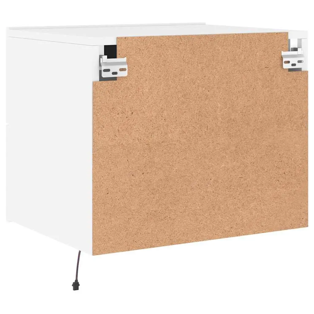 Wall-mounted Bedside Cabinet with RGB LED Lights White Floating Storage