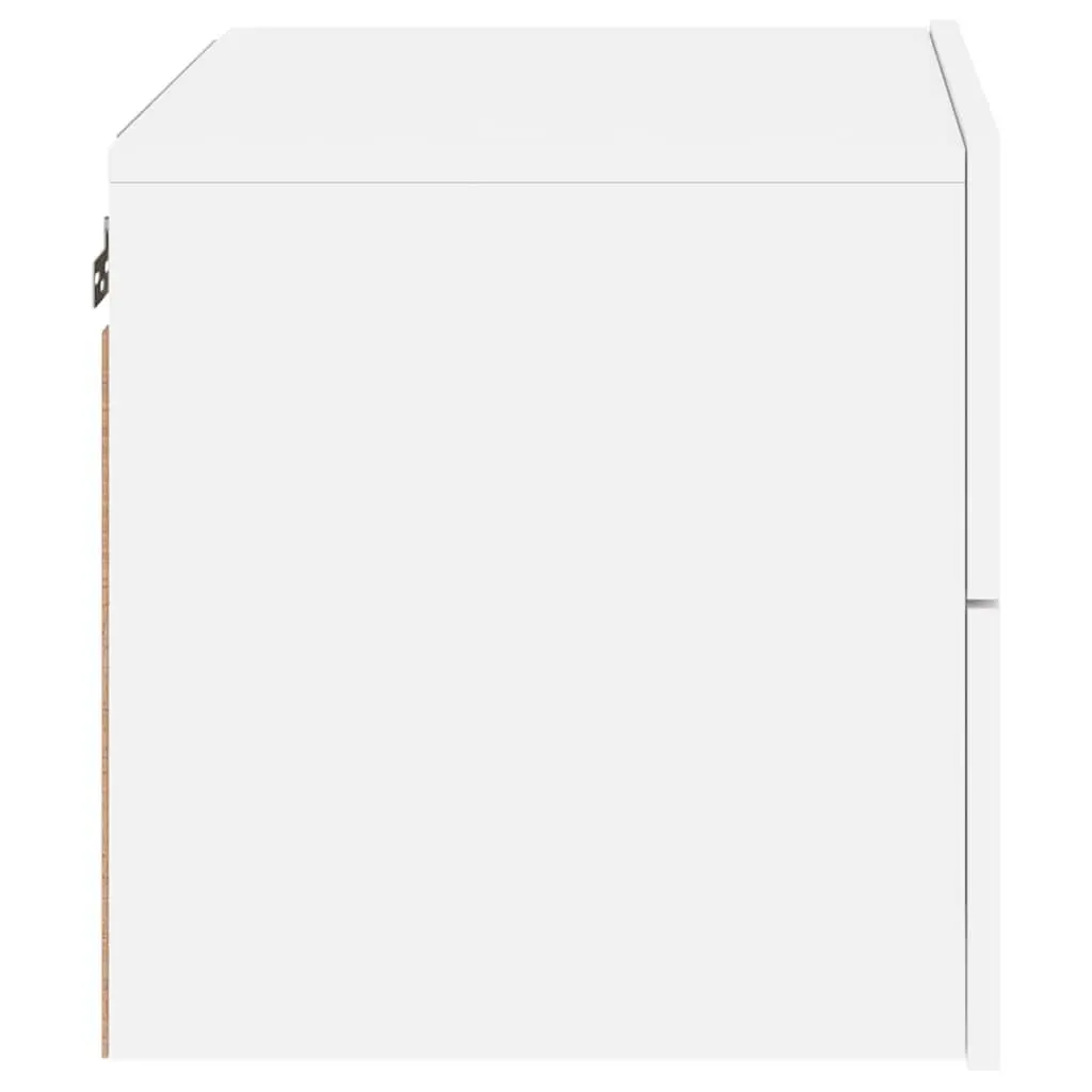 Wall-mounted Bedside Cabinet with RGB LED Lights White Floating Storage