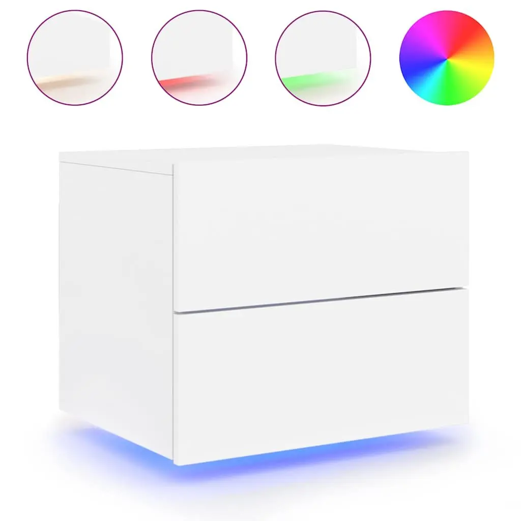 Wall-Mounted Bedside Cabinet Set with LED Lights