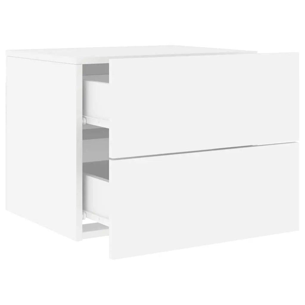 Wall-Mounted Bedside Cabinet Set with LED Lights