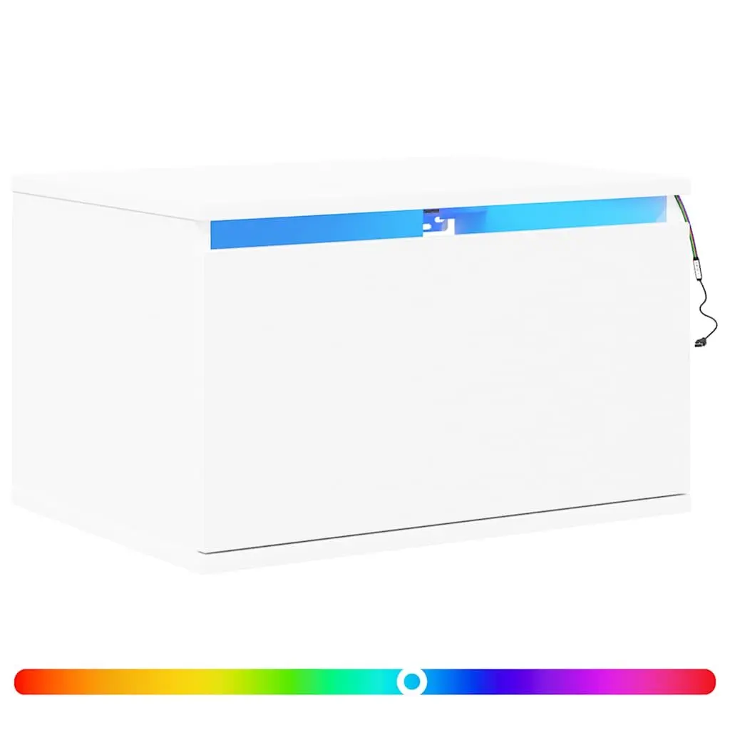 Wall-Mounted Bedside Cabinet with LED