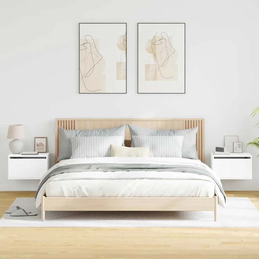 Wall-mounted Bedside Cabinet with RGB Lights