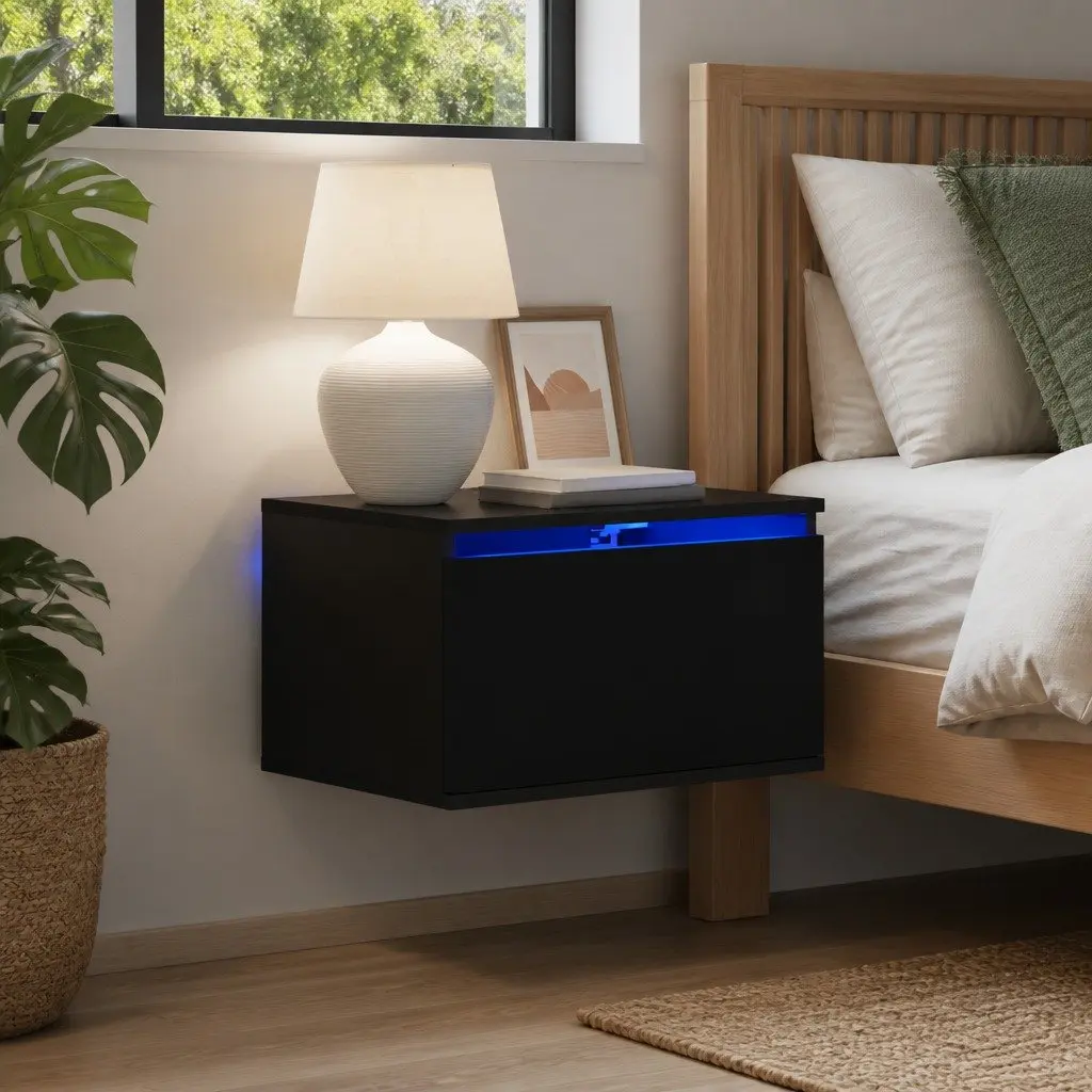 Wall-mounted Black Bedside Cabinets