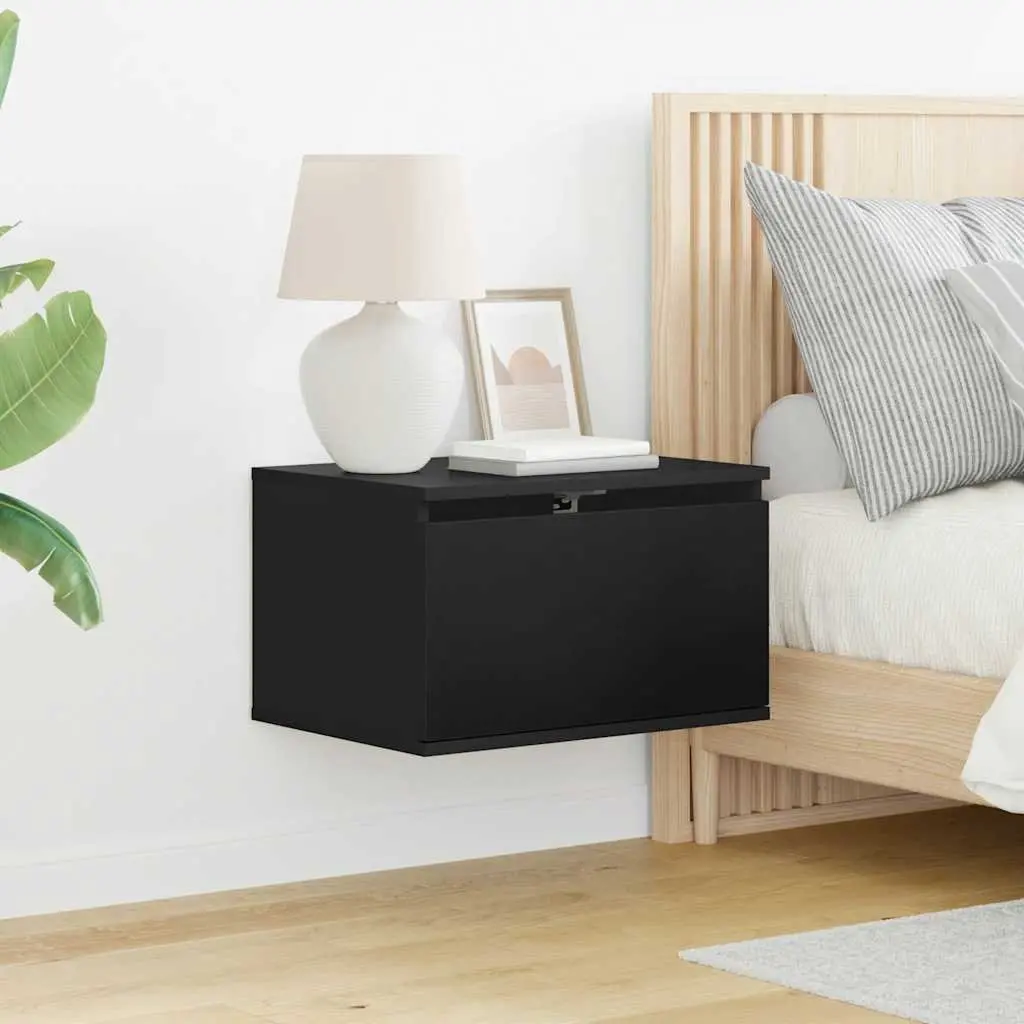 Wall-mounted Black Bedside Cabinets