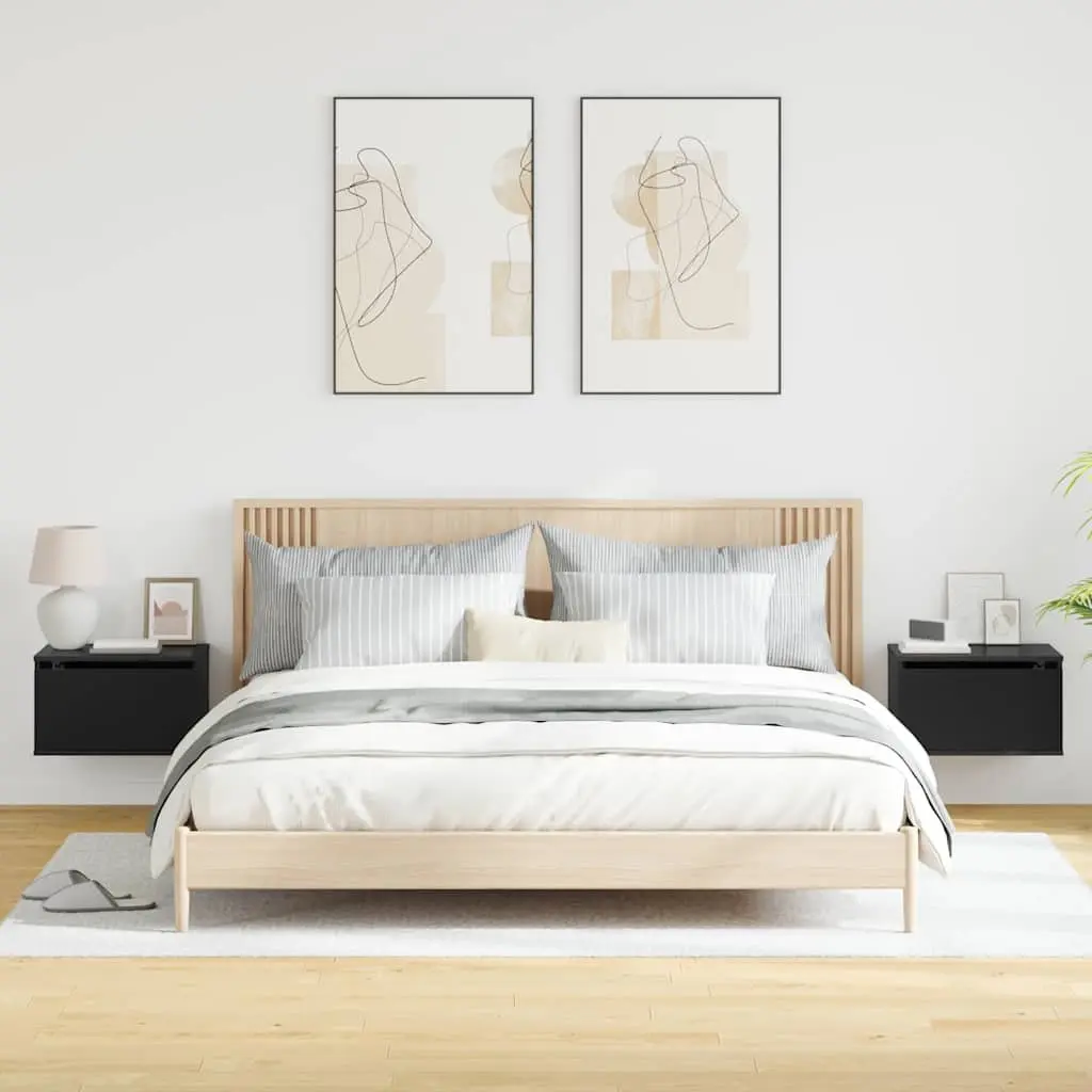 Wall-mounted Black Bedside Cabinets