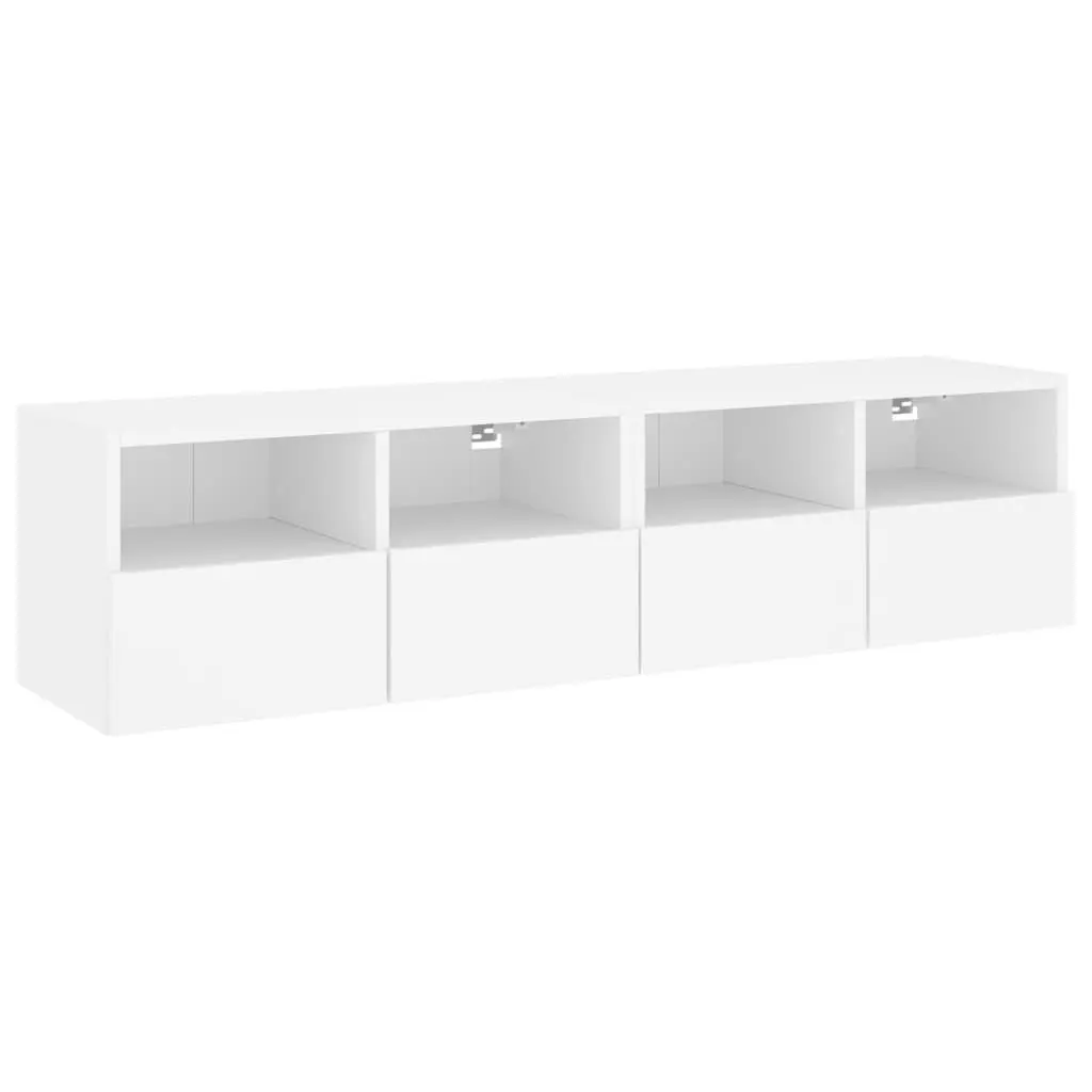 TV Wall Cabinet 60x30x30cm White Floating Storage Unit with Shelves and Door
