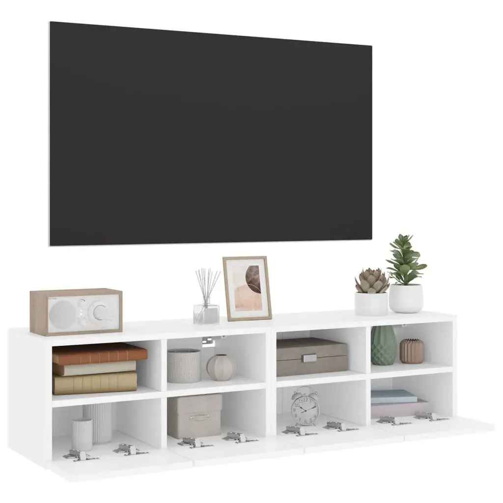 TV Wall Cabinet 60x30x30cm White Floating Storage Unit with Shelves and Door