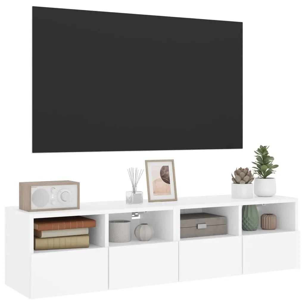 TV Wall Cabinet 60x30x30cm White Floating Storage Unit with Shelves and Door