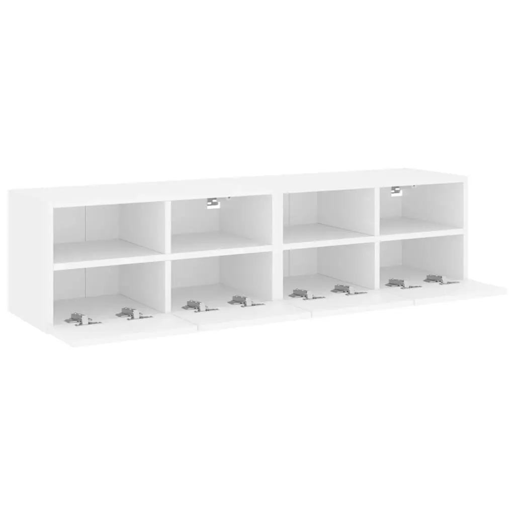 TV Wall Cabinet 60x30x30cm White Floating Storage Unit with Shelves and Door