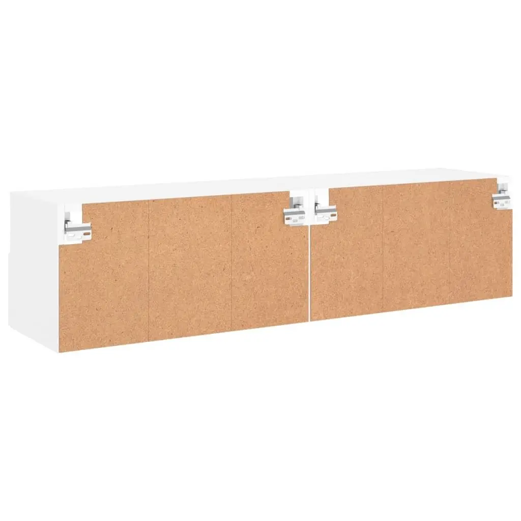 TV Wall Cabinet 60x30x30cm White Floating Storage Unit with Shelves and Door