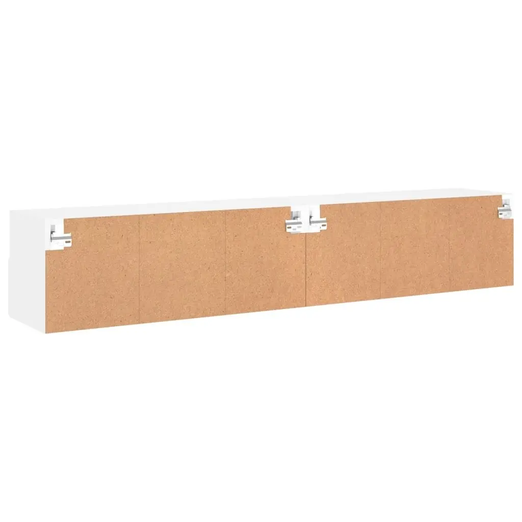 TV Wall Cabinets 2pcs White Floating Storage Unit Shelves Media Organiser