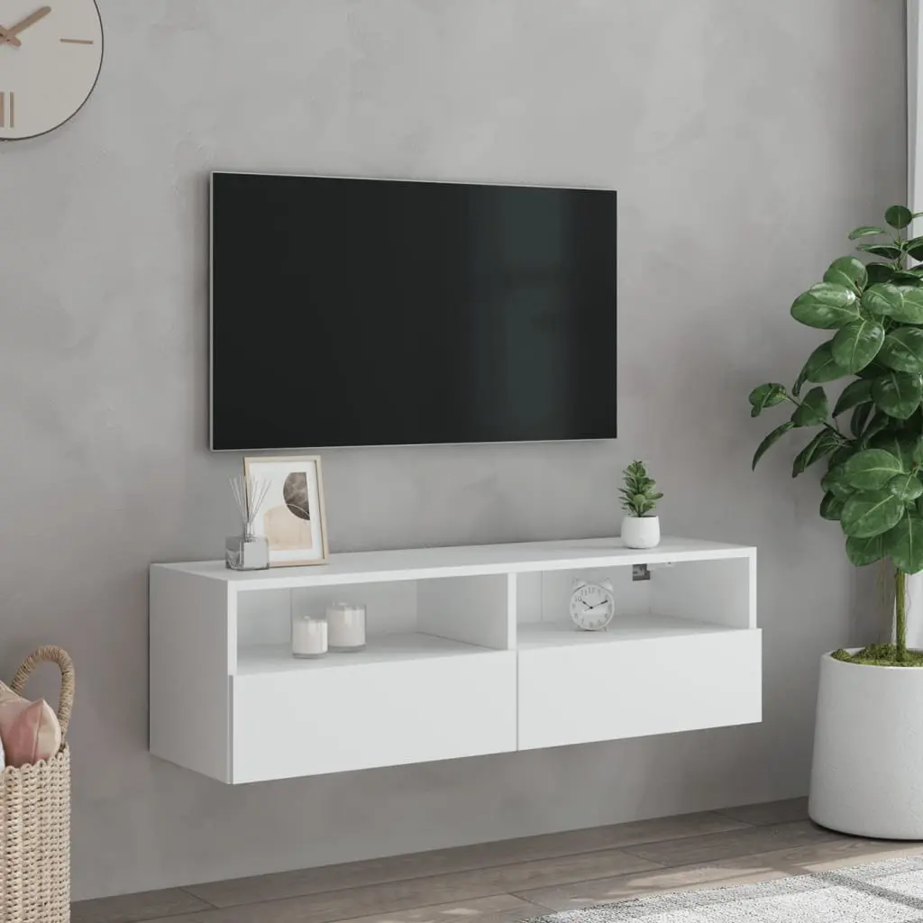 TV Wall Cabinet White Floating Media Unit for Living Room 100 x 30 x 30 cm
