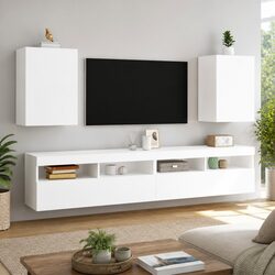 Dimensions and Specs of White Floating TV Wall Cabinets 2pcs