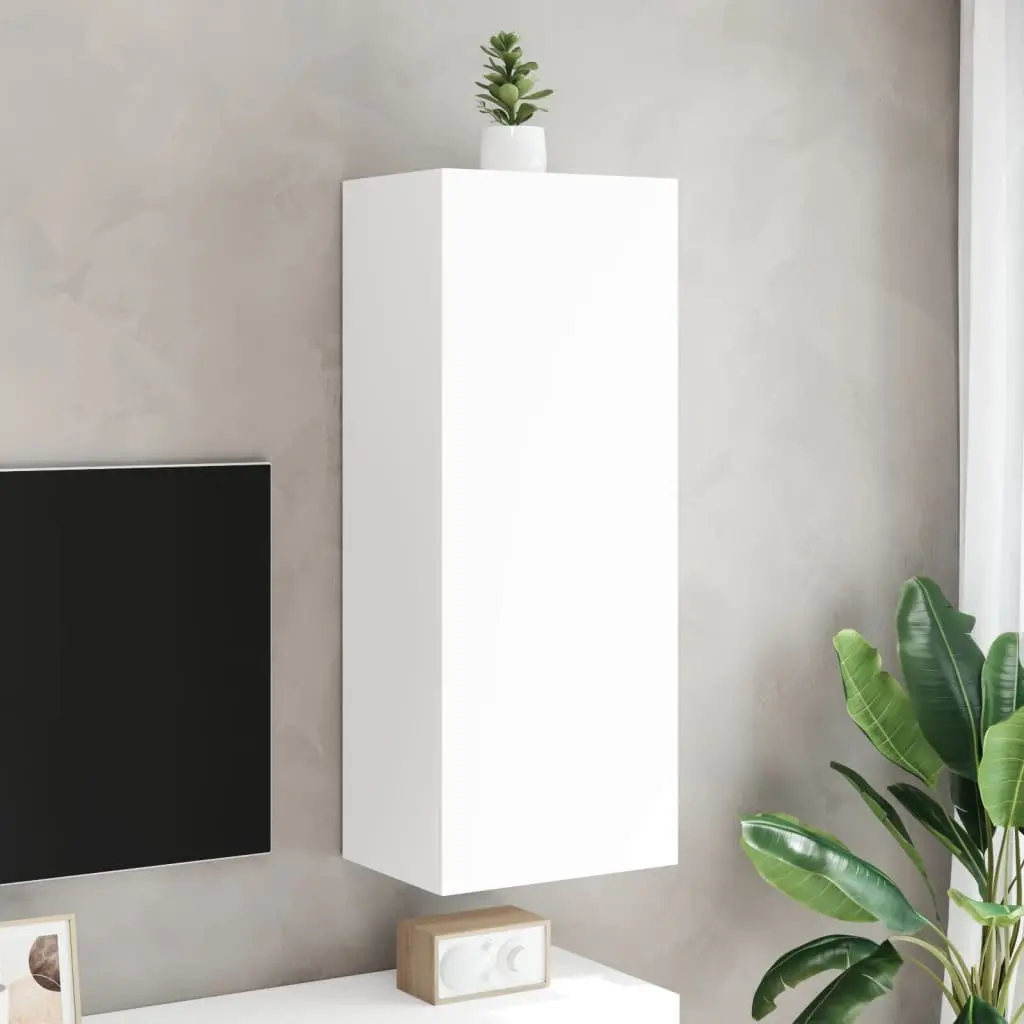 TV Wall Cabinet White Floating Wall-Mounted Media Unit 40.5 x 30 x 102 cm
