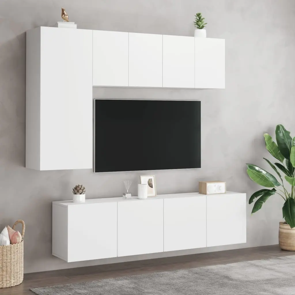 Wall-mounted TV Cabinet Storage Unit for Media Organization 60x30x41cm White