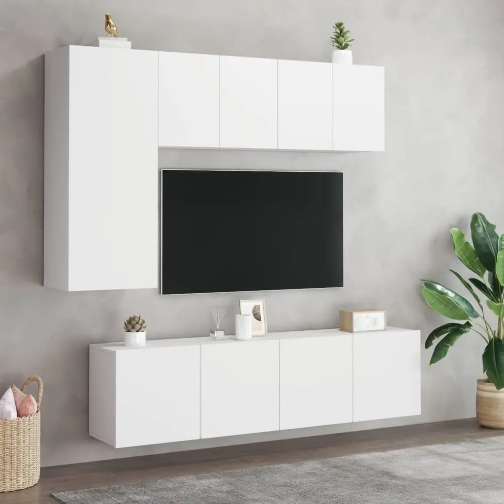 Wall-mounted TV Cabinets Living Room Bedroom White 60 x 30 x 41 cm 2 Piece