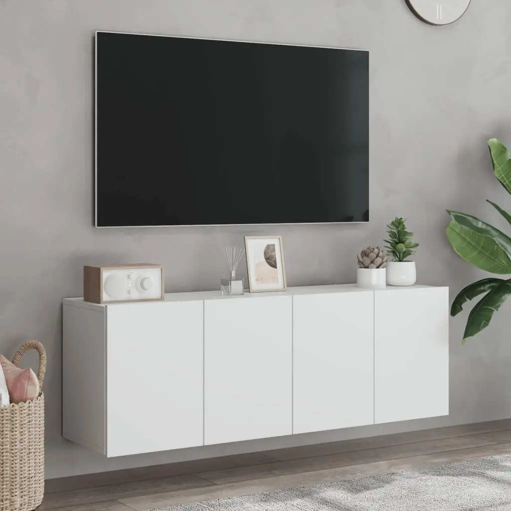 Wall-mounted TV Cabinets Living Room Bedroom White 60 x 30 x 41 cm 2 Piece