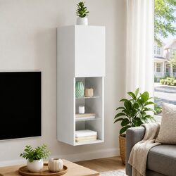 TV Cabinet Specifications: RGB LED Lights, White Finish