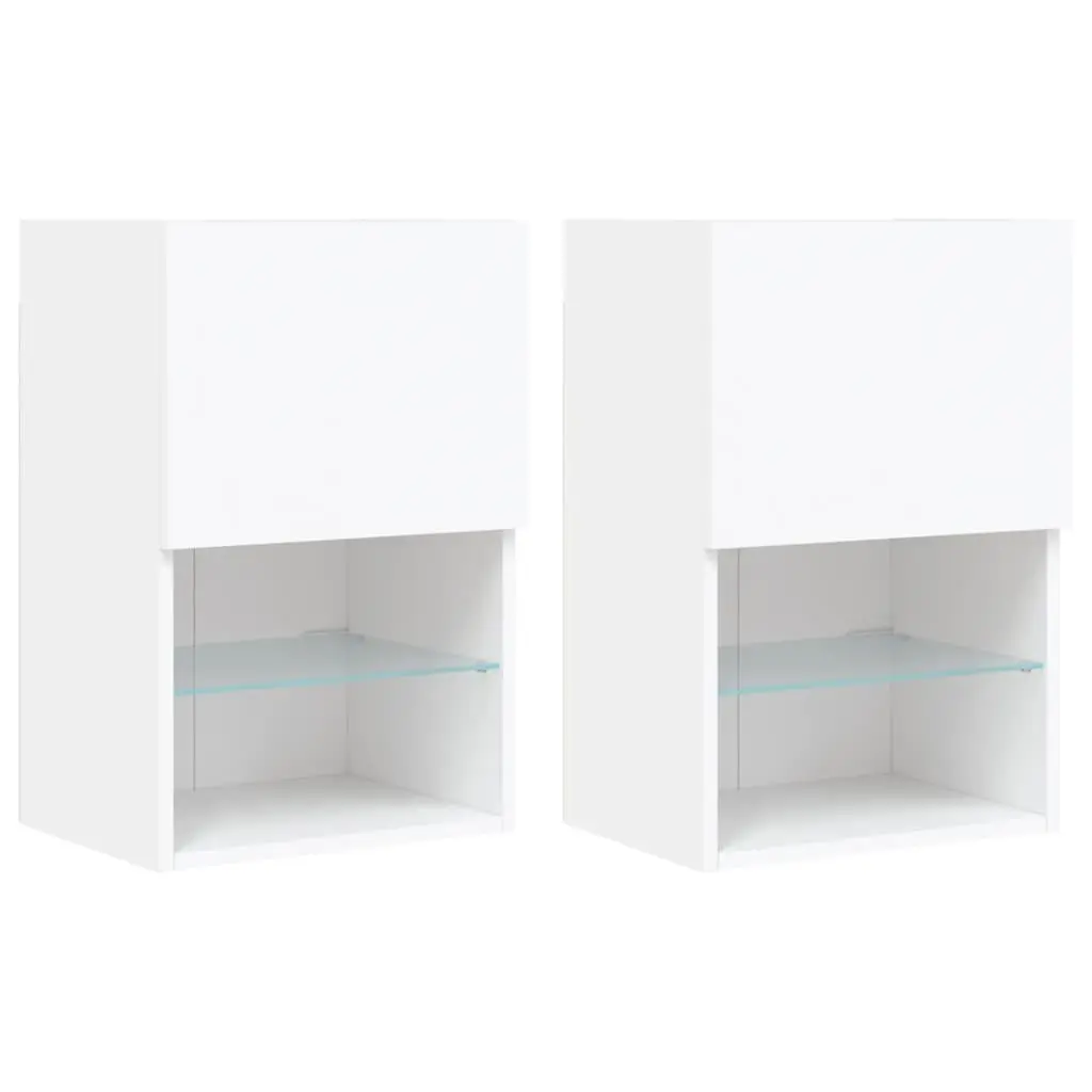 TV Cabinet Wall-Mounted Media Storage Unit White 2 Piece