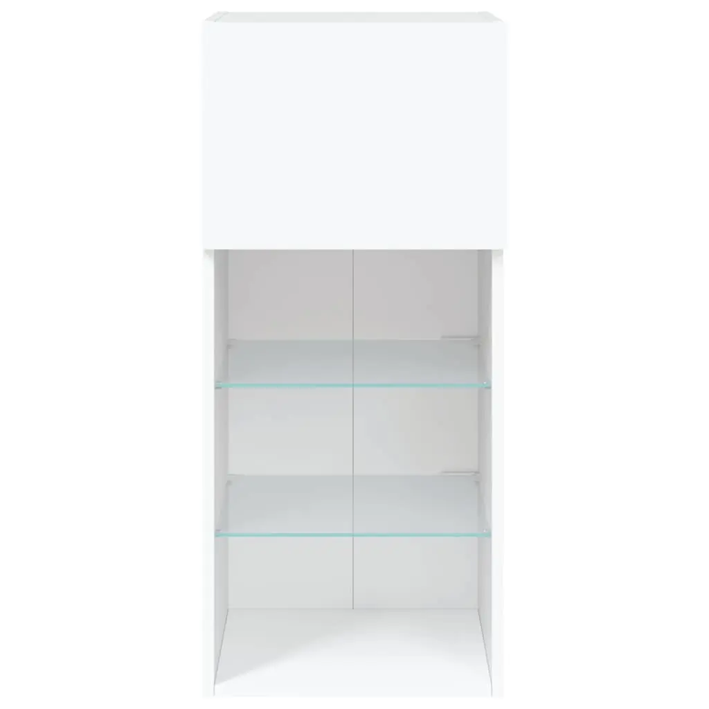 TV Cabinets Wall-Mounted Storage Units with RGB LED Lights 40.5x30x90cm White Set of 2