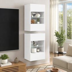 Wall-Mounted Storage Cabinets with RGB LED Lights 40x30x60.5 cm